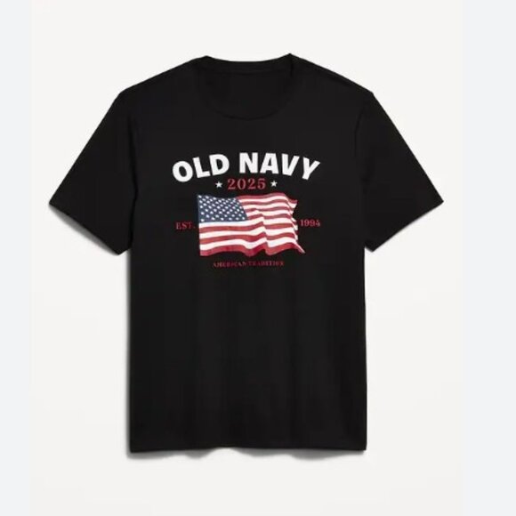 Old Navy 2025 Flag Graphic T-Shirt Men's XL Black - Match the Fam - Picture 1 of 4